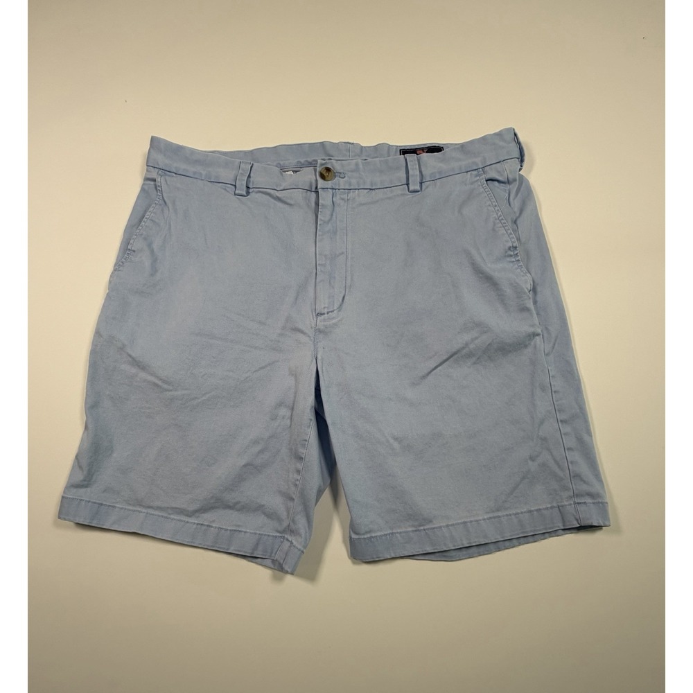 Vineyard Vines Mens Breaker Shorts 38 Blue 8" Flat Front Chino Golf Cotton